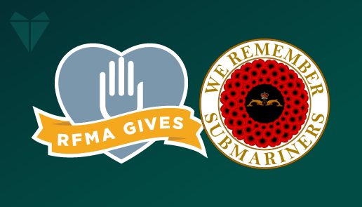 RFMA Gives and We Remember Submariners charity logos
